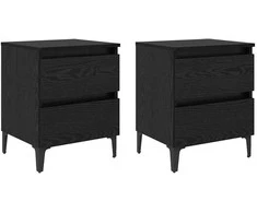 Šalia lovos spintelė 2 pcs juoda ąžuolo 40 x 35 x 50 cm