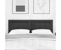 LED galvūgalis Juoda 160 cm Dirbtinė oda