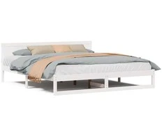Lova Lovos rėmas Balta 200 x 200 cm Kietos pušies mediena