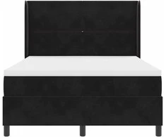 Kiemas lova su LED juostelėmis Juoda 140 x 200 cm Aksomas