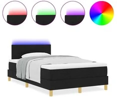 LED Čiužinio Lova su galvūgalio Juodas 120 x 200 cm audinys