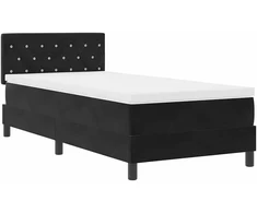 LED Čiužinio Lova su čiužiniu su LED Juoda 90 x 190 cm Aksomas