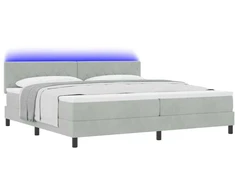 LED Čiužinio Lova su LED Šviesiai pilka 200 x 200 cm Aksomas