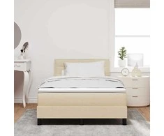 Kiemas lova su čiužiniu su LED Kreminė 120 x 200 cm audinys