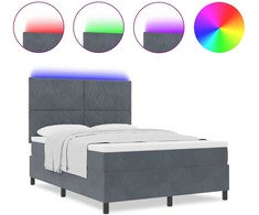 LED Čiužinio Lova Tamsiai pilka 140 x 200 cm Aksomas