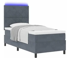 LED Čiužinio Lova su čiužiniu Tamsiai pilka 90 x 200 cm Aksomas