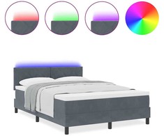 LED Čiužinio Lova Tamsiai pilka 160 x 200 cm Aksomas