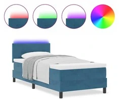 LED Čiužinio Lova Tamsiai mėlyna 90 x 190 cm Aksomas