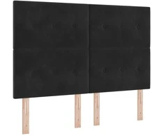 Kiemas lova su čiužiniu Juodas 200 x 140 cm Aksomas