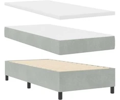 Kiemas lova su galvūgalio Šviesiai pilka 80 x 200 cm Aksomas