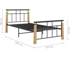 Lovos rėmas, 90x200cm, metalas ir ąžuolo medienos masyvas