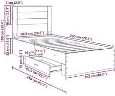 Lova Lovos rėmas Amatininkų ąžuolas 100 x 200 cm Apdirbta mediena