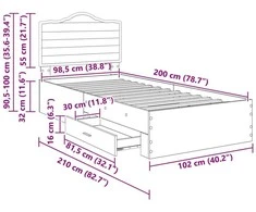 Lova Lovos rėmas Amatininkų ąžuolas 100 x 200 cm Apdirbta mediena
