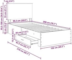 Lova Lovos rėmas Amatininkų ąžuolas 100 x 200 cm Apdirbta mediena