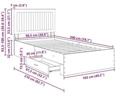Lova Lovos rėmas Amatininkų ąžuolas 100 x 200 cm Apdirbta mediena