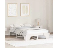 Lova Lovos rėmas Balta 135 x 190 cm Kietos pušies mediena