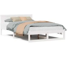 Lova Lovos rėmas Balta 135 x 190 cm Kietos pušies mediena