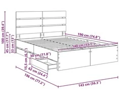 Lovos rėmas Betono pilka 140 x 190 cm Inžinerinė mediena