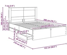 Lovos rėmas Betono pilka 150 x 200 cm Inžinerinė mediena
