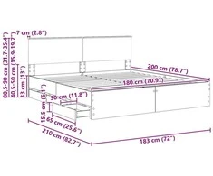 Lova Lovos rėmas Betono pilka 180 x 200 cm Inžinerinė mediena