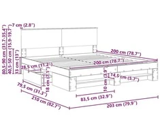 Lova Lovos rėmas Betono pilka 200 x 200 cm Apdirbta mediena