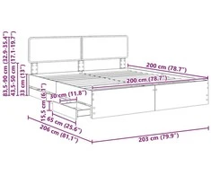 Lova Lovos rėmas Betono Pilka 200 x 200 cm Dirbtinė mediena