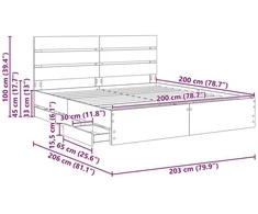 Lovos rėmas Betono pilka 200 x 200 cm Inžinerinė mediena