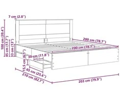 Lovos rėmas Betono pilka 200 x 200 cm Inžinerinė mediena