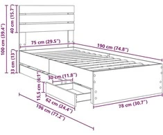 Lova Lovos rėmas Betono pilka 75 x 190 cm Inžinerinė mediena