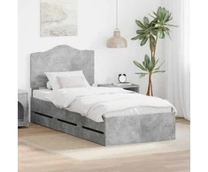 Lova Lovos rėmas Betono Pilka 90 x 190 cm Inžinerinė mediena