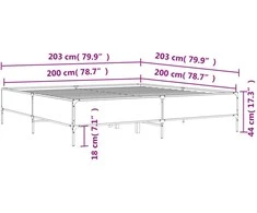 Lovos rėmas, dūminio ąžuolo, 200x200cm, mediena ir metalas