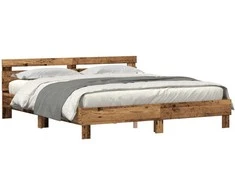Lova Lovos rėmas su LED Senas medis 200 x 200 cm Apdirbta mediena