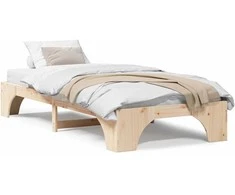 Lova Lovos rėmas Natūrali 90 x 190 cm Kietos pušies mediena