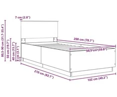 Lova Lovos rėmas Pilkas Sonoma 100 x 200 cm Apdirbta mediena