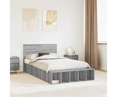 Lova Lovos rėmas Pilkas Sonoma 135 x 190 cm Apdirbta mediena