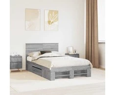 Lova Lovos rėmas Pilkas Sonoma 137 x 203 cm Apdirbta mediena