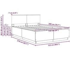 Lovos rėmas Pilka sonoma ąžuolo 150 x 200 cm Apdirbta mediena