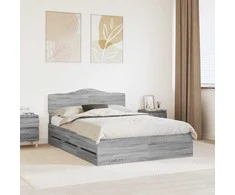 Lova Lovos rėmas Pilkas Sonoma 160 x 200 cm Inžinerinė mediena