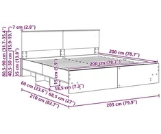 Lovos rėmas Pilkas Sonoma 200 x 200 cm Apdirbta mediena