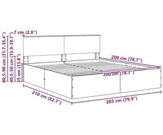 Lovos rėmas Pilka Sonoma 200 x 200 cm Apdirbta mediena