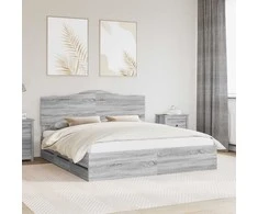 Lova Lovos rėmas Pilka sonoma ąžuolo 200 x 200 cm Inžinerinė mediena