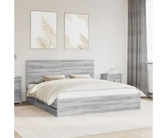Lova Lovos rėmas Pilkas Sonoma 200 x 200 cm Inžinerinė mediena