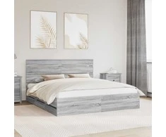 Lova Lovos rėmas Pilkas Sonoma 200 x 200 cm Inžinerinė mediena