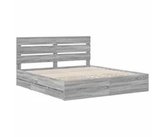 Lova Lovos rėmas Pilkas Sonoma 200 x 200 cm Inžinerinė mediena