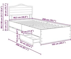 Lova Lovos rėmas Rudas ąžuolas 100 x 200 cm Inžinerinė mediena