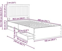 Lova Lovos rėmas Rudas ąžuolas 100 x 200 cm Inžinerinė mediena