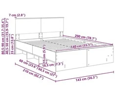 Lovos rėmas Rudas ąžuolas 140 x 200 cm Apdirbta mediena
