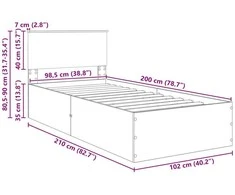 Lova Lovos rėmas Rūkyta ąžuolas 100 x 200 cm Apdirbta mediena