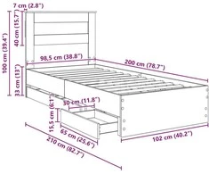 Lova Lovos rėmas Sonoma ąžuolas 100 x 200 cm Inžinerinė mediena