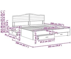 Lova Lovos rėmas Sonoma ąžuolas 200 x 200 cm Apdirbta mediena